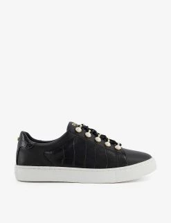 DUNE Cord Leather Low-top Trainers For Womens Black-synthetic