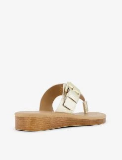 DUNE Laines Buckle-detail Metallic Woven Sandals For Womens Champagne-leather -Dune London Sales Store unnamed file 1010