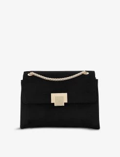 DUNE Bondi Mini Raffia Shoulder Bag For Womens Black-fabric