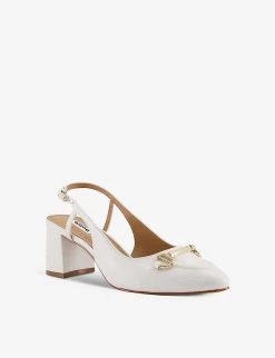 DUNE Cassie Snaffle-trim Leather Slingback Heels For Womens White-leather Mix -Dune London Sales Store unnamed file 1065