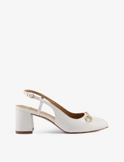 DUNE Cassie Snaffle-trim Leather Slingback Heels For Womens White-leather Mix -Dune London Sales Store unnamed file 1067