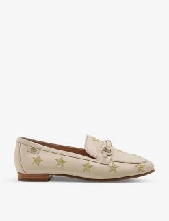 DUNE Goldfinch Star-embroidered Leather Loafers For Womens Ecru-leather -Dune London Sales Store unnamed file 1076