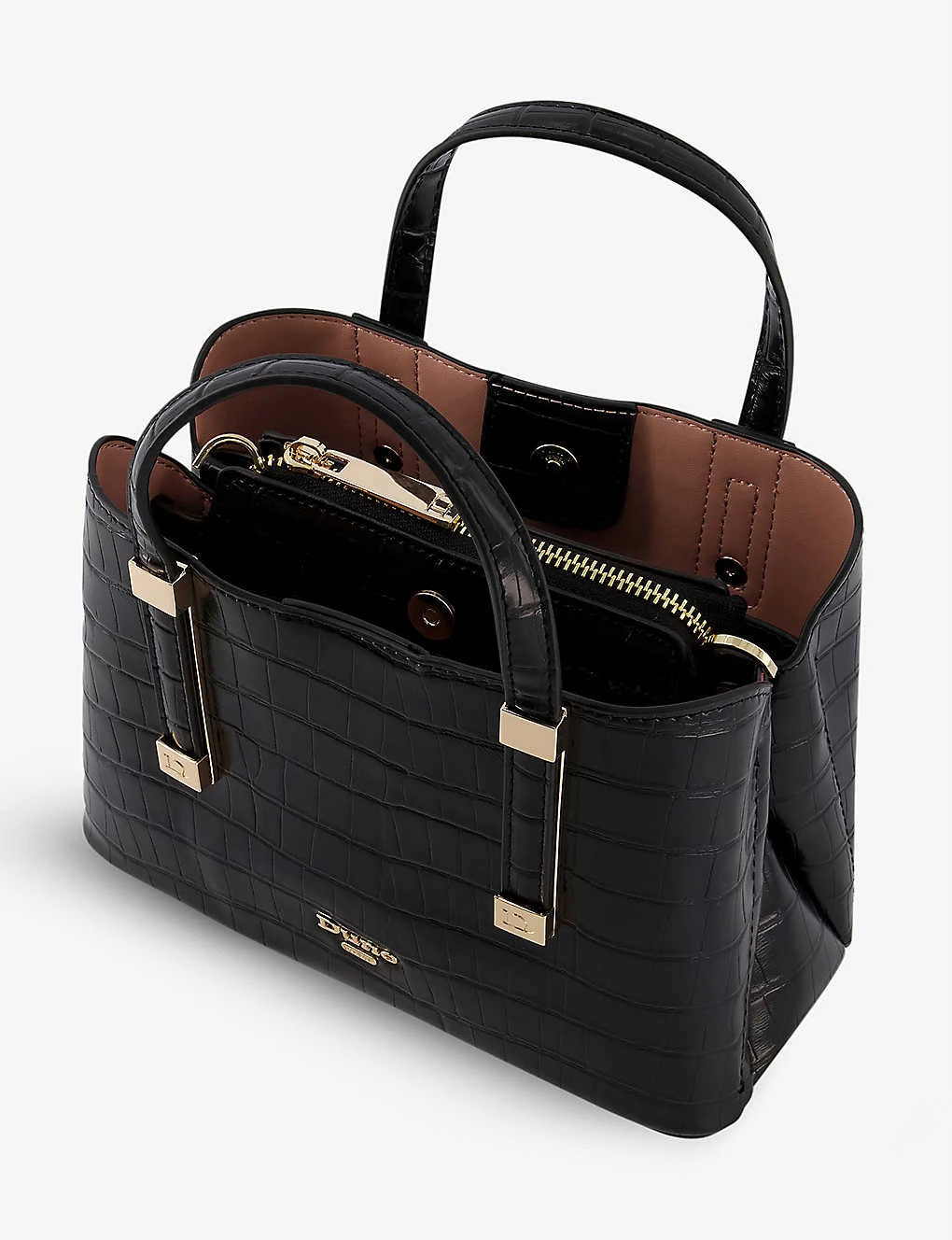 DUNE Dinkydorrie Logo-embossed Faux-leather Tote Bag For Womens Black-synthetic Croc 4 DUNE Dinkydorrie Logo-embossed Faux-leather Tote Bag For Womens Black-synthetic Croc - Image 2