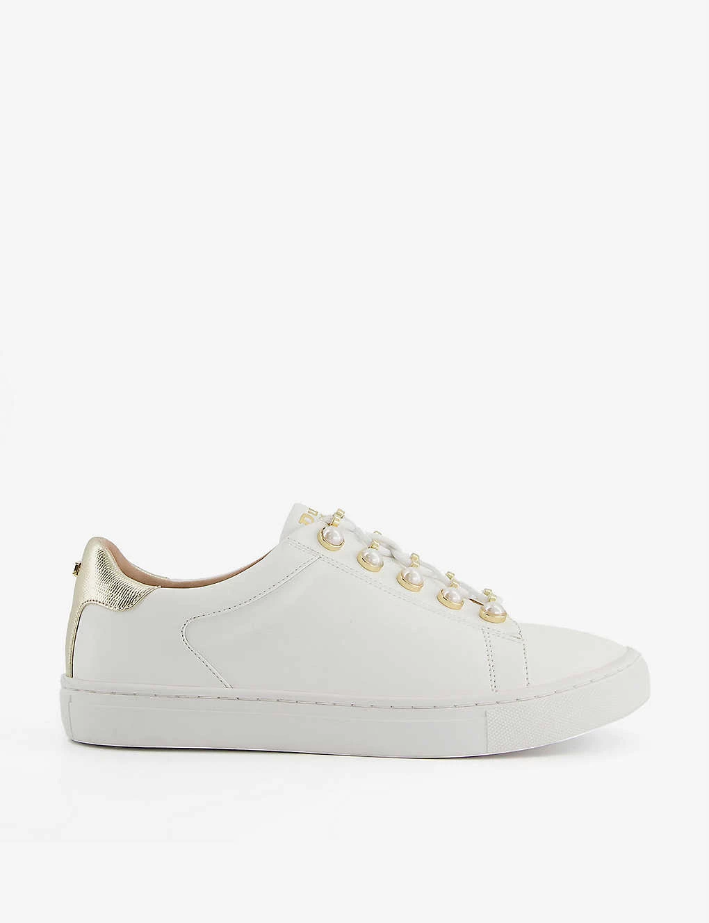 DUNE Esteem Embellished Faux-leather Trainers For Womens White-synthetic 3 DUNE Esteem Embellished Faux-leather Trainers For Womens White-synthetic