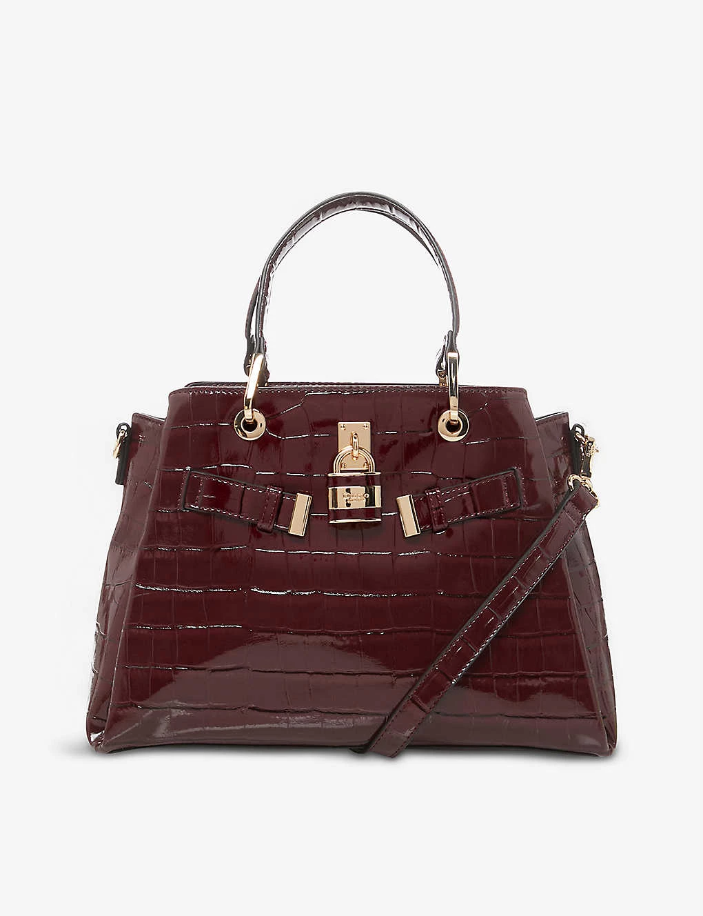 DUNE Darryyl Padlock-detail Croc-embossed Patent Tote Bag For Womens Berry Croc Synthetic 4 DUNE Darryyl Padlock-detail Croc-embossed Patent Tote Bag For Womens Berry Croc Synthetic - Image 2
