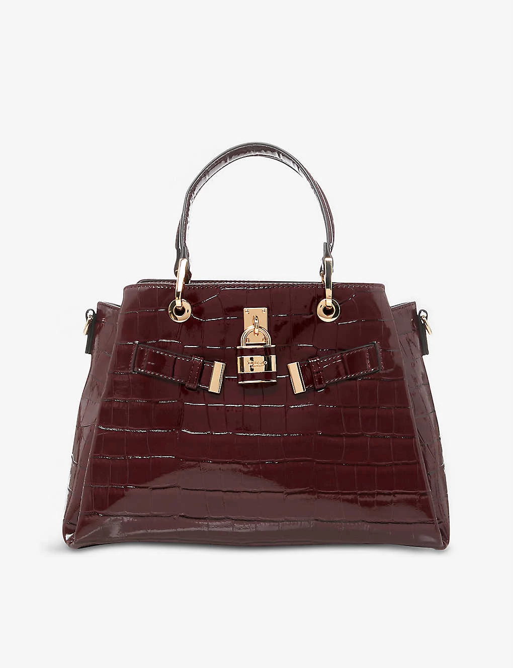 DUNE Darryyl Padlock-detail Croc-embossed Patent Tote Bag For Womens Berry Croc Synthetic 6 DUNE Darryyl Padlock-detail Croc-embossed Patent Tote Bag For Womens Berry Croc Synthetic - Image 4