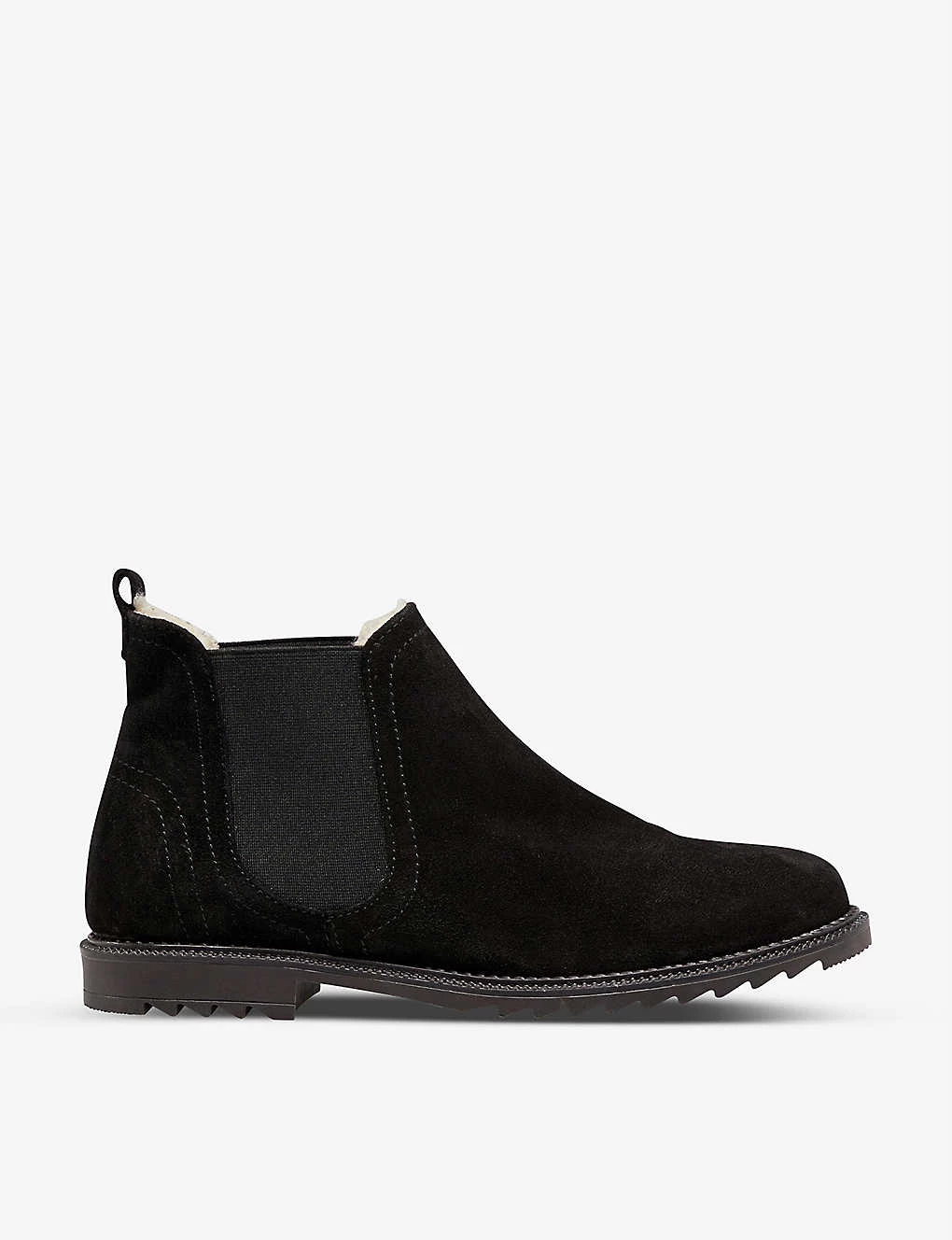 DUNE Pedal Faux Shearling-lined Suede Chelsea Boots For Womens Black-suede 3 DUNE Pedal Faux Shearling-lined Suede Chelsea Boots For Womens Black-suede