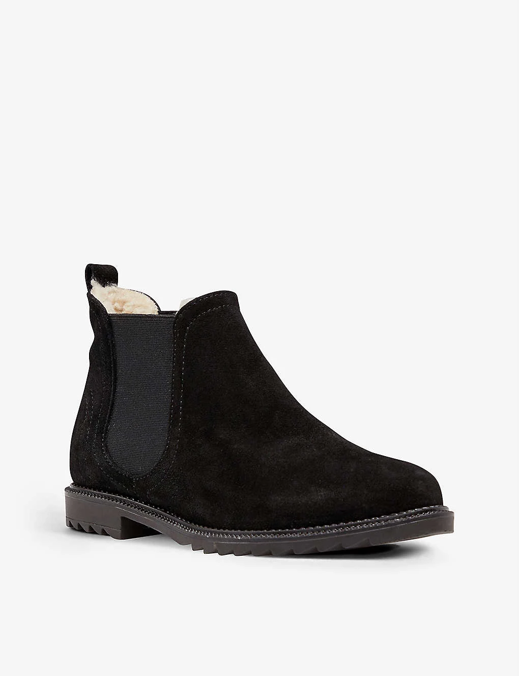 DUNE Pedal Faux Shearling-lined Suede Chelsea Boots For Womens Black-suede 5 DUNE Pedal Faux Shearling-lined Suede Chelsea Boots For Womens Black-suede - Image 3