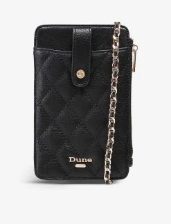 DUNE Kimmy Quilted Phone Holder Purse For Womens Black-synthetic