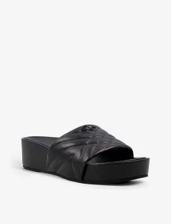 DUNE Kygo Quilted Leather Flatform Sandals For Womens Black-leather -Dune London Sales Store unnamed file 1146