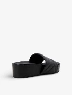 DUNE Kygo Quilted Leather Flatform Sandals For Womens Black-leather -Dune London Sales Store unnamed file 1147