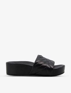 DUNE Kygo Quilted Leather Flatform Sandals For Womens Black-leather -Dune London Sales Store unnamed file 1148