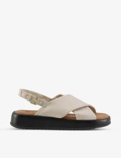 DUNE Latest Cross-strap Chunky-soled Leather Sandals For Womens Ecru-leather