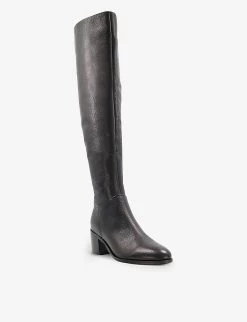 DUNE Sander Knee-high Leather Boots For Womens Black-leather -Dune London Sales Store unnamed file 1161