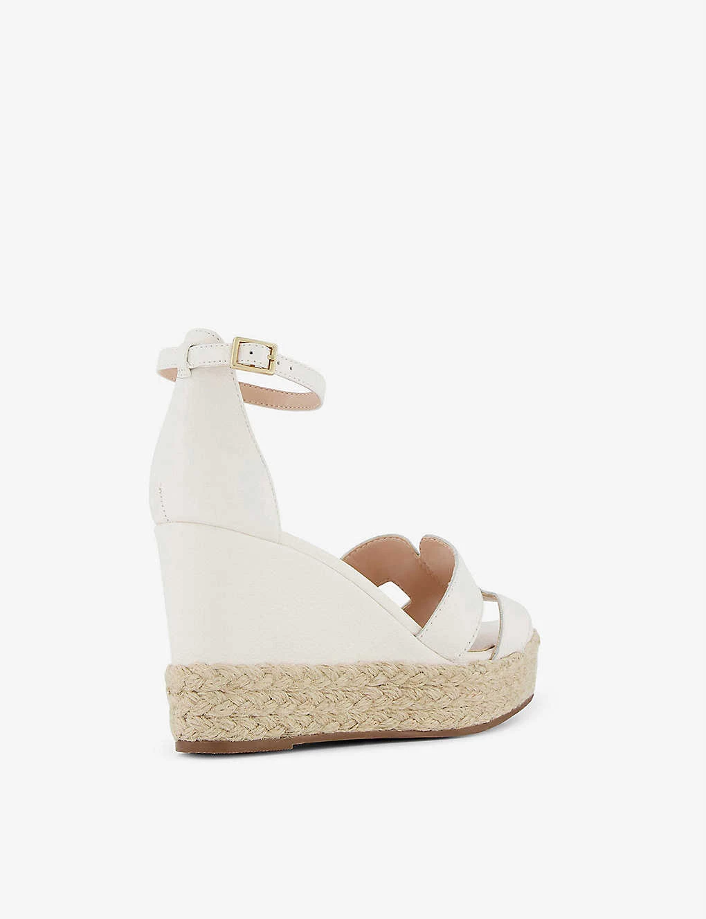 DUNE Koupe Open-toe Espadrille Leather Wedge Sandals For Womens White-leather 4 DUNE Koupe Open-toe Espadrille Leather Wedge Sandals For Womens White-leather - Image 2