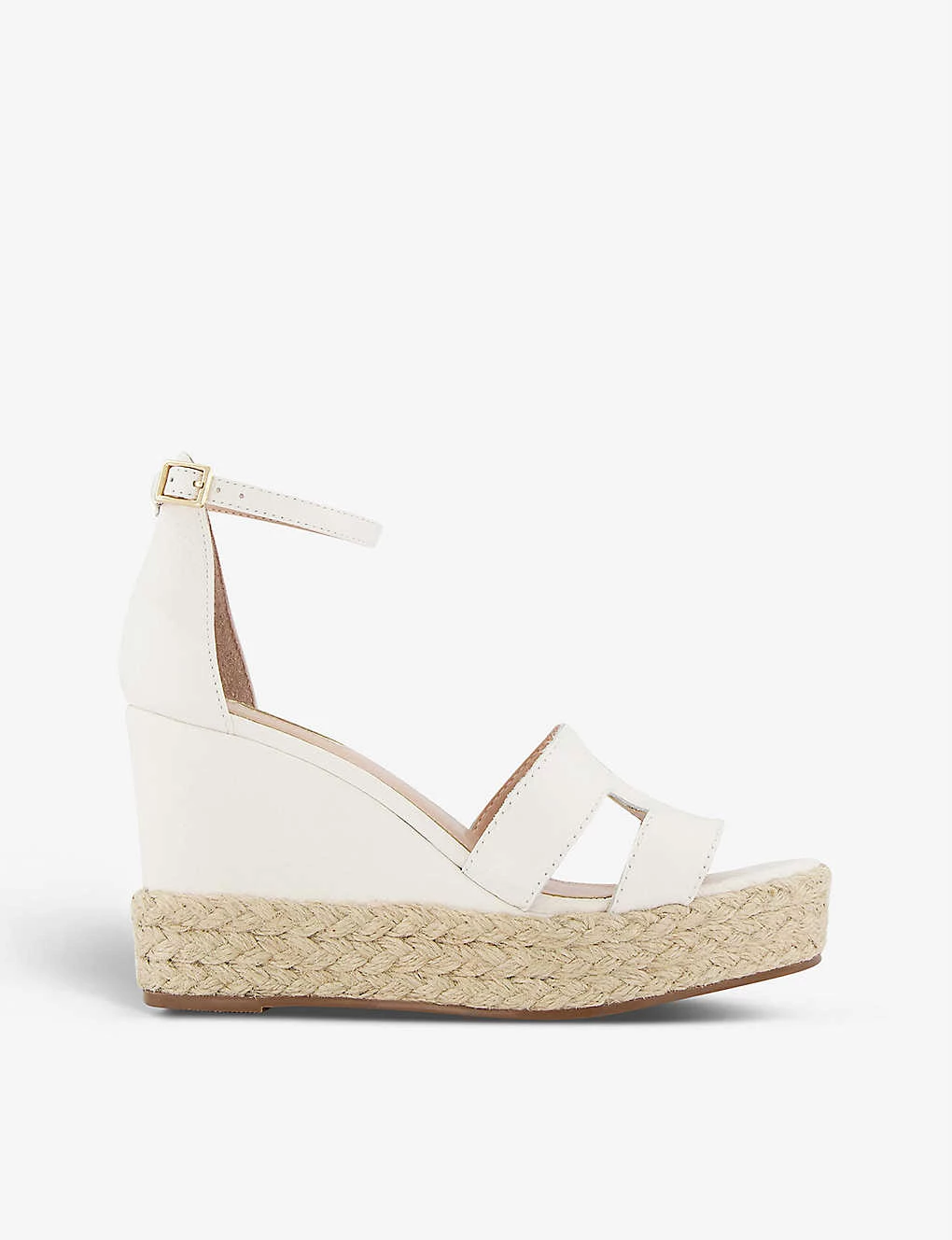 DUNE Koupe Open-toe Espadrille Leather Wedge Sandals For Womens White-leather 7 DUNE Koupe Open-toe Espadrille Leather Wedge Sandals For Womens White-leather - Image 5