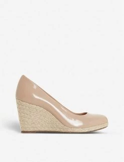 DUNE Annabella Patent-leather Espadrille Wedge Sandals For Womens Nude-patent Synthetic -Dune London Sales Store unnamed file 1217