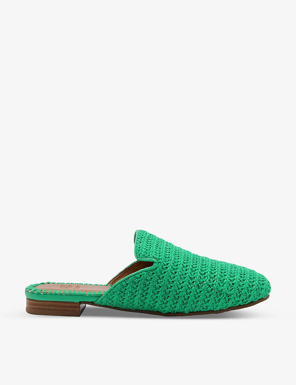 DUNE Grecian Backless Crochet Mules For Womens Green-fabric 3 DUNE Grecian Backless Crochet Mules For Womens Green-fabric
