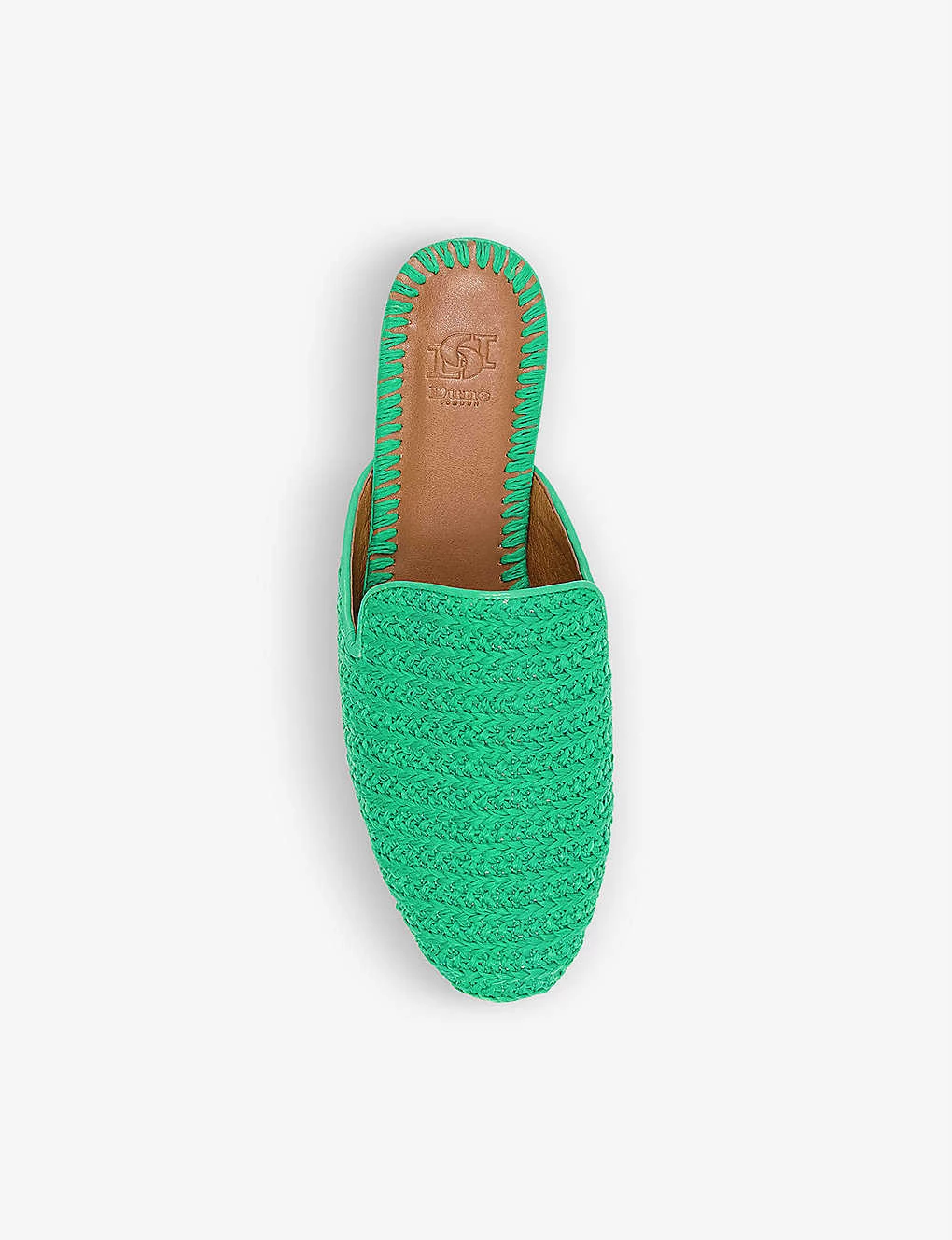 DUNE Grecian Backless Crochet Mules For Womens Green-fabric 4 DUNE Grecian Backless Crochet Mules For Womens Green-fabric - Image 2