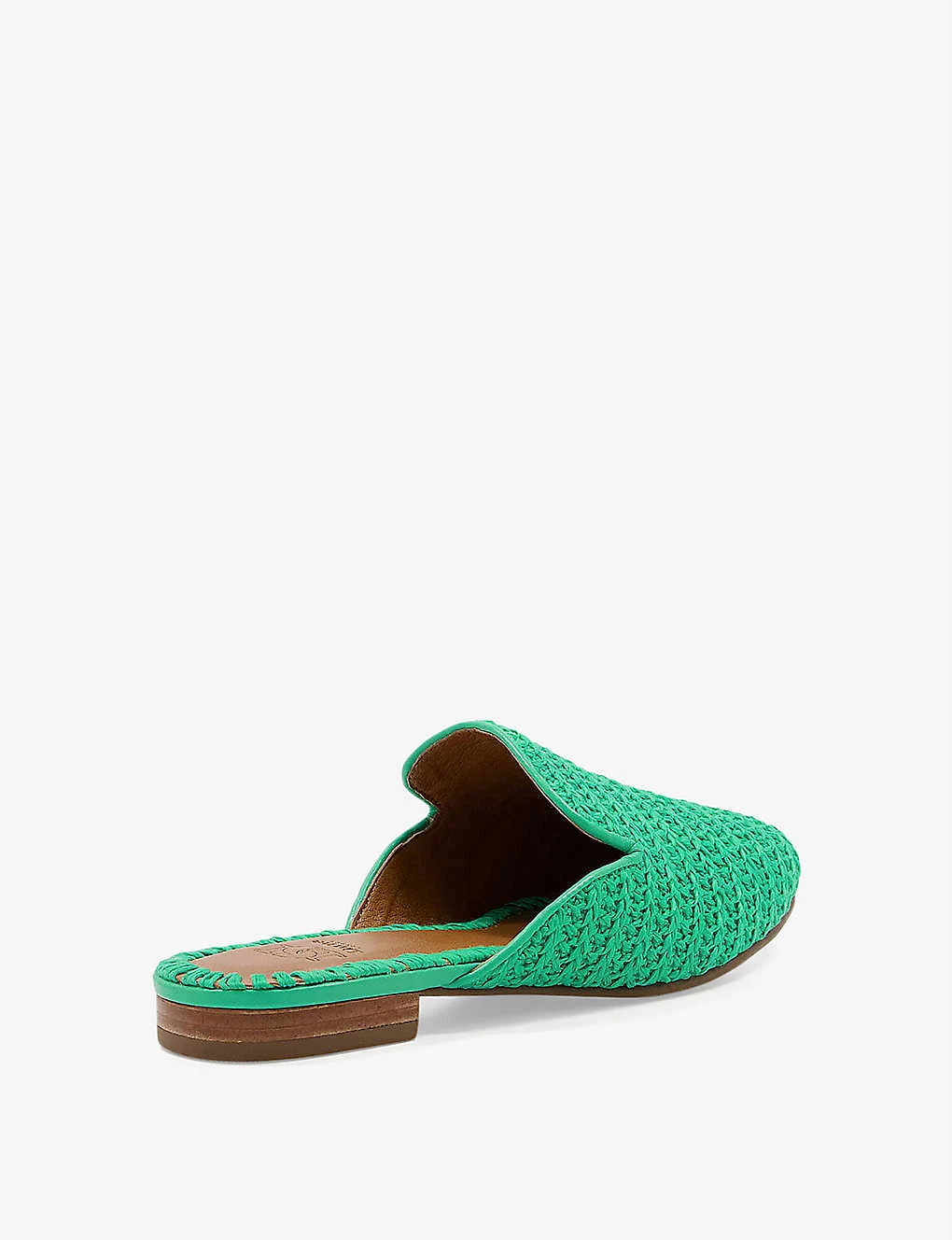 DUNE Grecian Backless Crochet Mules For Womens Green-fabric 6 DUNE Grecian Backless Crochet Mules For Womens Green-fabric - Image 4
