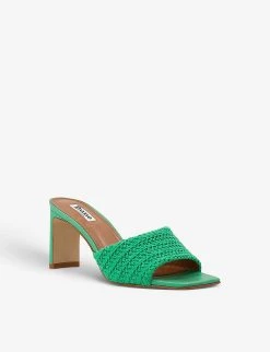DUNE March Heeled Woven Mules Green-fabric -Dune London Sales Store unnamed file 1250