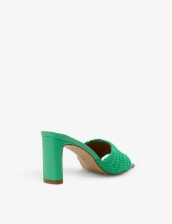 DUNE March Heeled Woven Mules Green-fabric -Dune London Sales Store unnamed file 1251