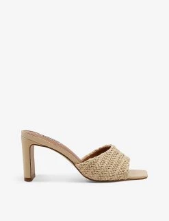 DUNE March Heeled Woven Mules For Womens Natural-fabric