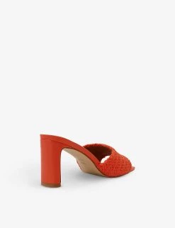 DUNE March Heeled Woven Mules Orange-fabric -Dune London Sales Store unnamed file 1261
