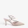 DUNE Clarissa Diamante-embellished Pointed-toe Leather Courts Ecru-leather