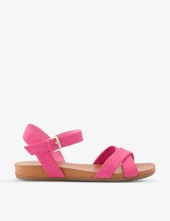 DUNE Landie Cross-strap Leather Sandals For Womens Pink-nubuck