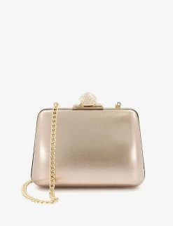 DUNE Become Knot-clasp Metallic Clutch For Womens Gold-synthetic