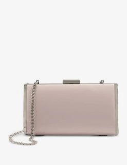 DUNE Blaike Faux Leather Hard-case Clutch Bag For Womens Ecru-synthetic