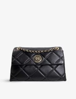 DUNE Duchess Large Quilted-leather Shoulder Bag For Womens Black-leather