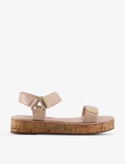 DUNE Lockstockk Double-strap Quilted Leather Sandals For Womens Nude -leather