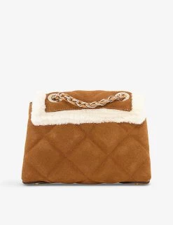 DUNE Duchess Quilted Faux Shearling-trimmed Suede Cross-body Bag For Womens Tan-suede -Dune London Sales Store unnamed file 1414