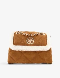 DUNE Duchess Quilted Faux Shearling-trimmed Suede Cross-body Bag For Womens Tan-suede -Dune London Sales Store unnamed file 1415