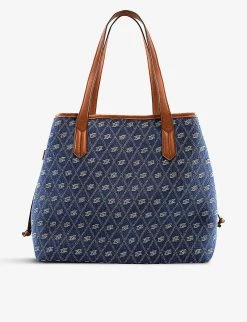 DUNE Denton Large Woven Tote Bag For Womens Blue-denim Fabric -Dune London Sales Store unnamed file 1423