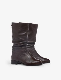 DUNE Rosalinda Ruched Leather Boots For Womens Brown-leather -Dune London Sales Store unnamed file 1438