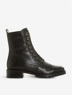 DUNE Prestone Leather Boots For Womens Black-leather