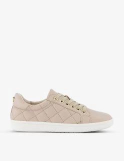 DUNE Excited Quilted Leather Low-top Trainers For Womens Taupe-leather