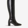 DUNE Saffia Croc-embossed Leather Knee-high Boots For Womens Black-croc Print Leather -Dune London Sales Store unnamed file 1460