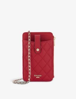 DUNE Kimmy Quilted Phone Holder Purse Red-plain Synthetic -Dune London Sales Store unnamed file 1491