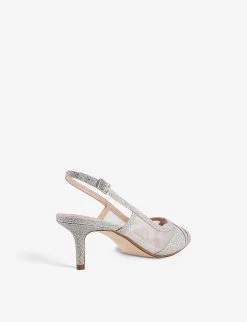 DUNE Diana Slingback Mesh-panel Glittered Textile Courts For Womens Silver-fabric -Dune London Sales Store unnamed file 1525