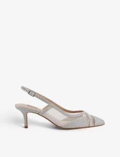 DUNE Diana Slingback Mesh-panel Glittered Textile Courts For Womens Silver-fabric -Dune London Sales Store unnamed file 1526