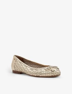 DUNE Hartleys Bow-embellished Leather Ballerina Flats For Womens Gold-leather -Dune London Sales Store unnamed file 1534