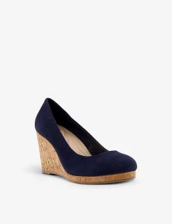 DUNE Annibell Wedge Suede Courts For Womens Navy-suede -Dune London Sales Store unnamed file 1544