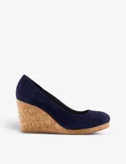 DUNE Annibell Wedge Suede Courts For Womens Navy-suede -Dune London Sales Store unnamed file 1546