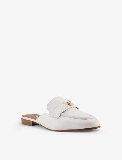 DUNE Glare Turn-lock Backless Leather Loafers For Womens White-leather -Dune London Sales Store unnamed file 1578