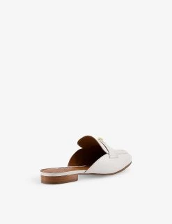 DUNE Glare Turn-lock Backless Leather Loafers For Womens White-leather -Dune London Sales Store unnamed file 1579