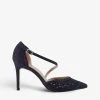 DUNE Danae Laser Cut Woven Courts For Womens Navy-fabric